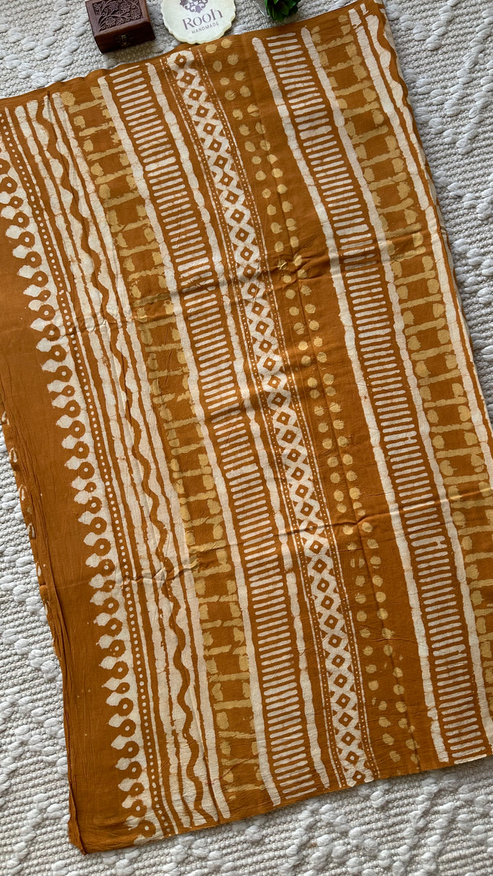 BAGRU HAND BLOCK PRINTED SOFT MULMUL COTTON SAREE- 073