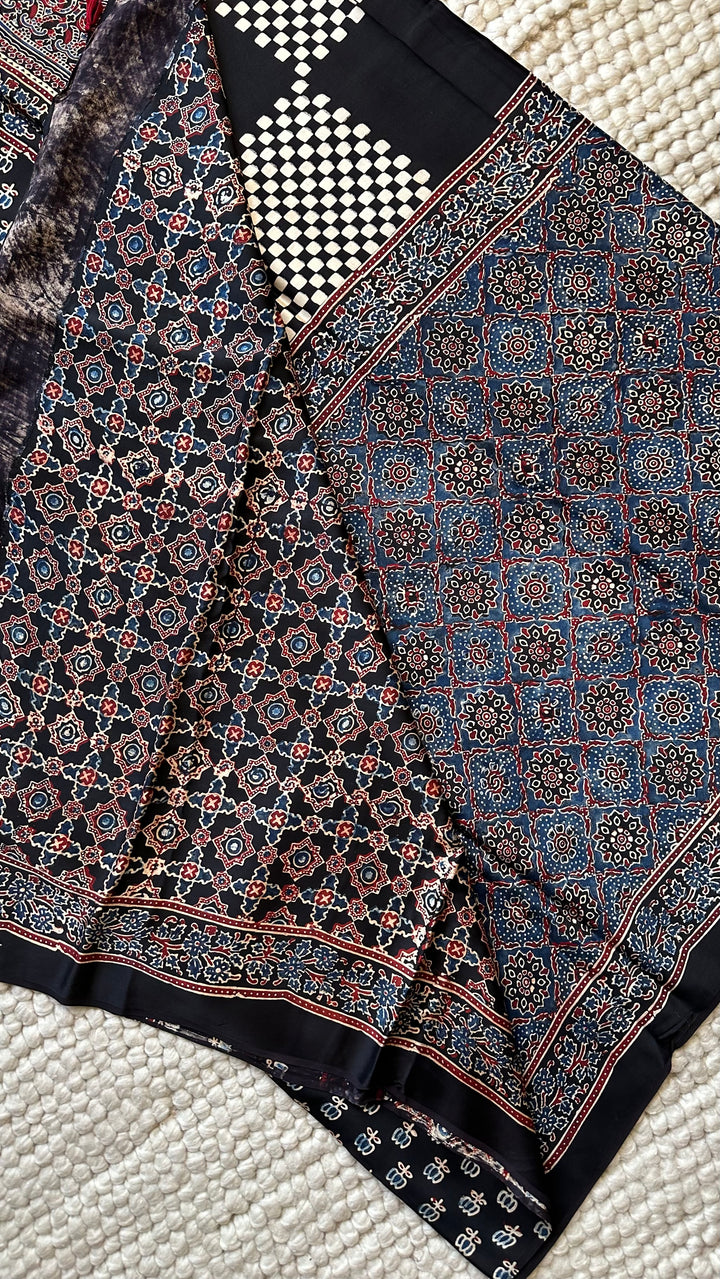 ROOH EXCLUSIVES- AJRAKH HAND BLOCK PRINTED PREMIUM MODAL SILK SAREE 15