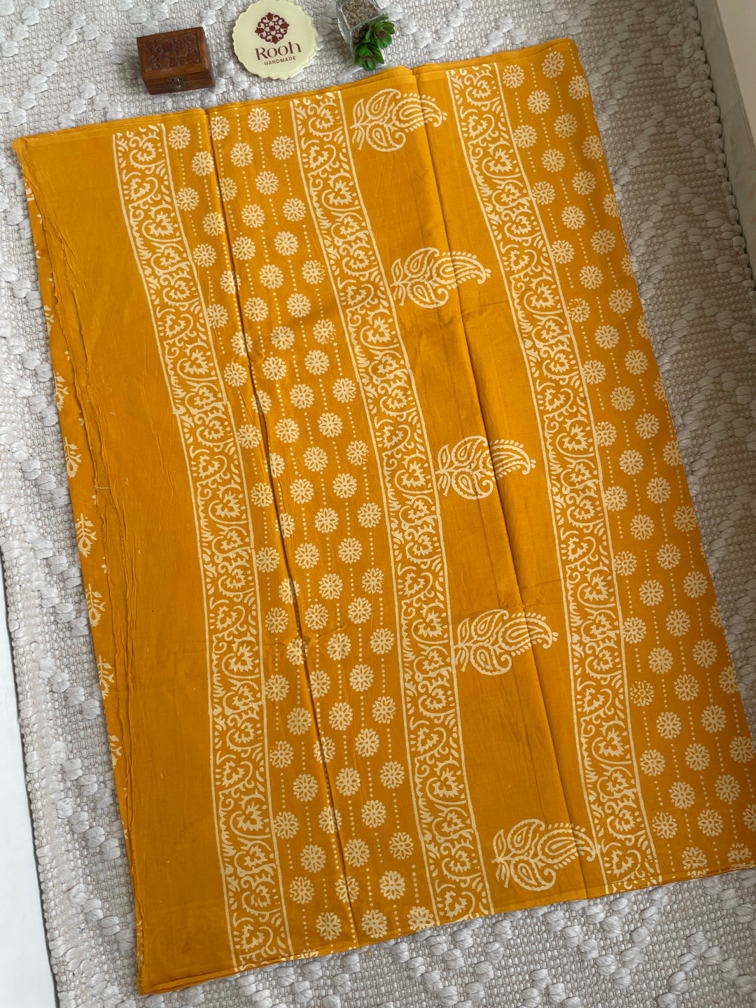 BAGRU HAND BLOCK PRINTED SOFT MULMUL COTTON SAREE- 047