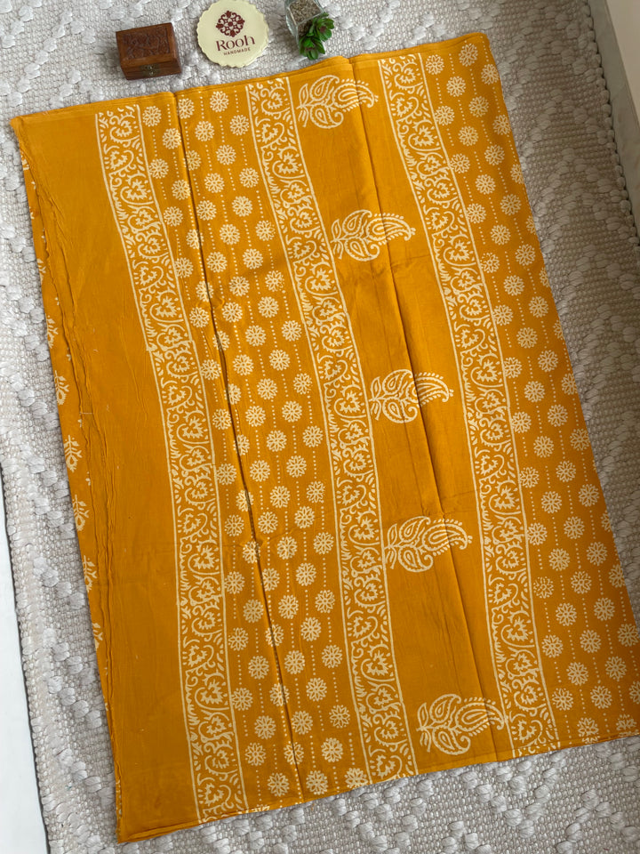 BAGRU HAND BLOCK PRINTED SOFT MULMUL COTTON SAREE- 047
