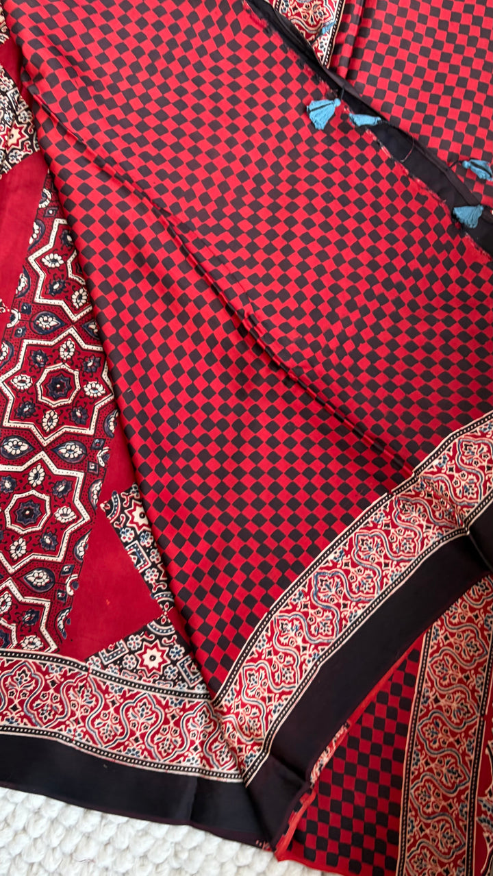 ROOH EXCLUSIVES- AJRAKH HAND BLOCK PRINTED PREMIUM MODAL SILK SAREE 05