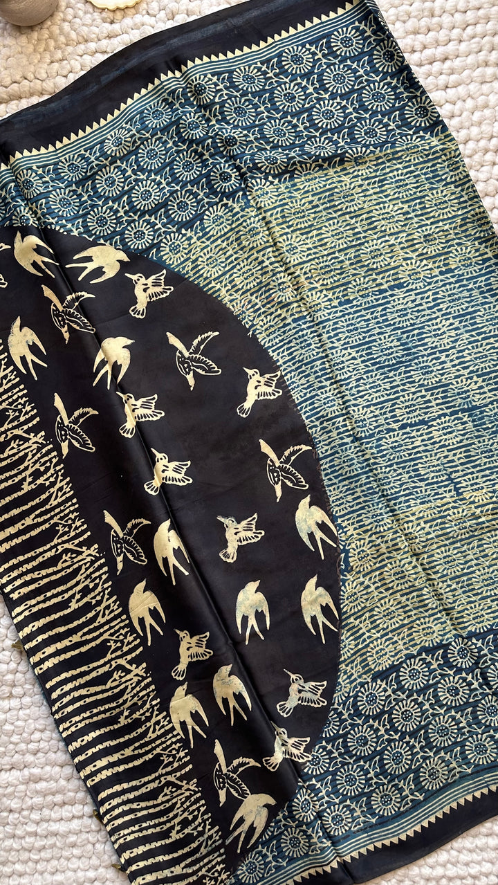 ROOH EXCLUSIVES- AJRAKH HAND BLOCK PRINTED PREMIUM MODAL SILK SAREE 12