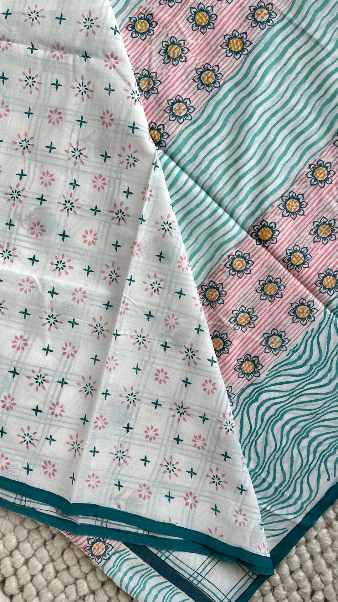 SANGANERI HAND BLOCK PRINTED SOFT COTTON SAREE- 028