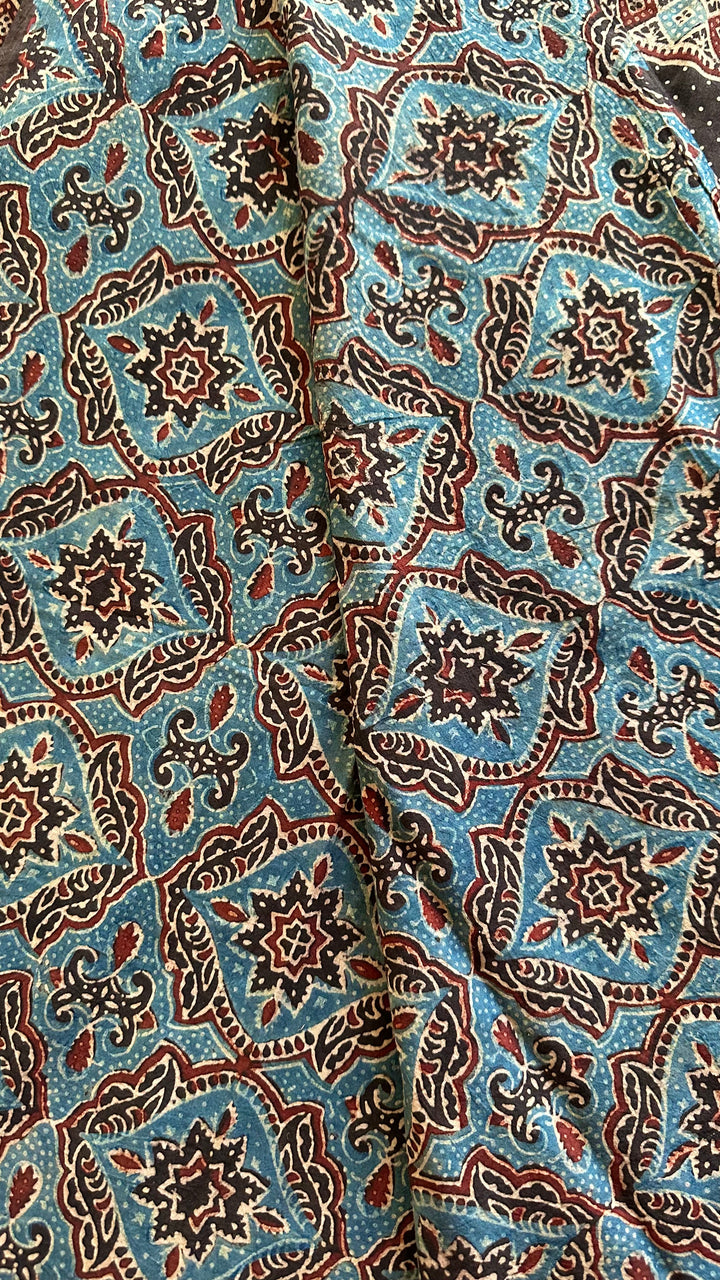 PREMIUM AJRAKH HAND BLOCK PRINTED PURE SOFT COTTON SAREE- 008