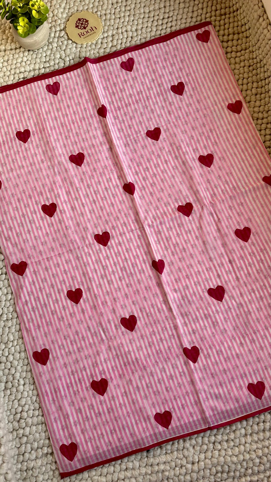 SANGANERI HAND BLOCK PRINTED SOFT MULMUL COTTON SAREE- CANDID HEARTS