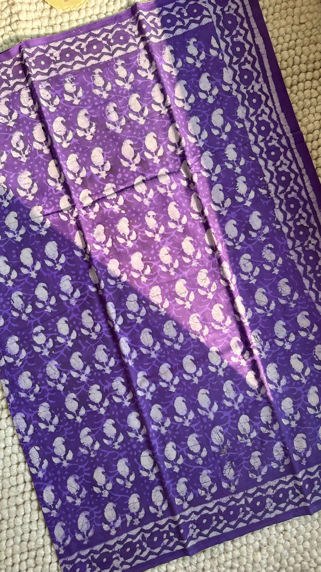 BAGRU HAND BLOCK PRINTED SOFT MULMUL COTTON SAREE- 135