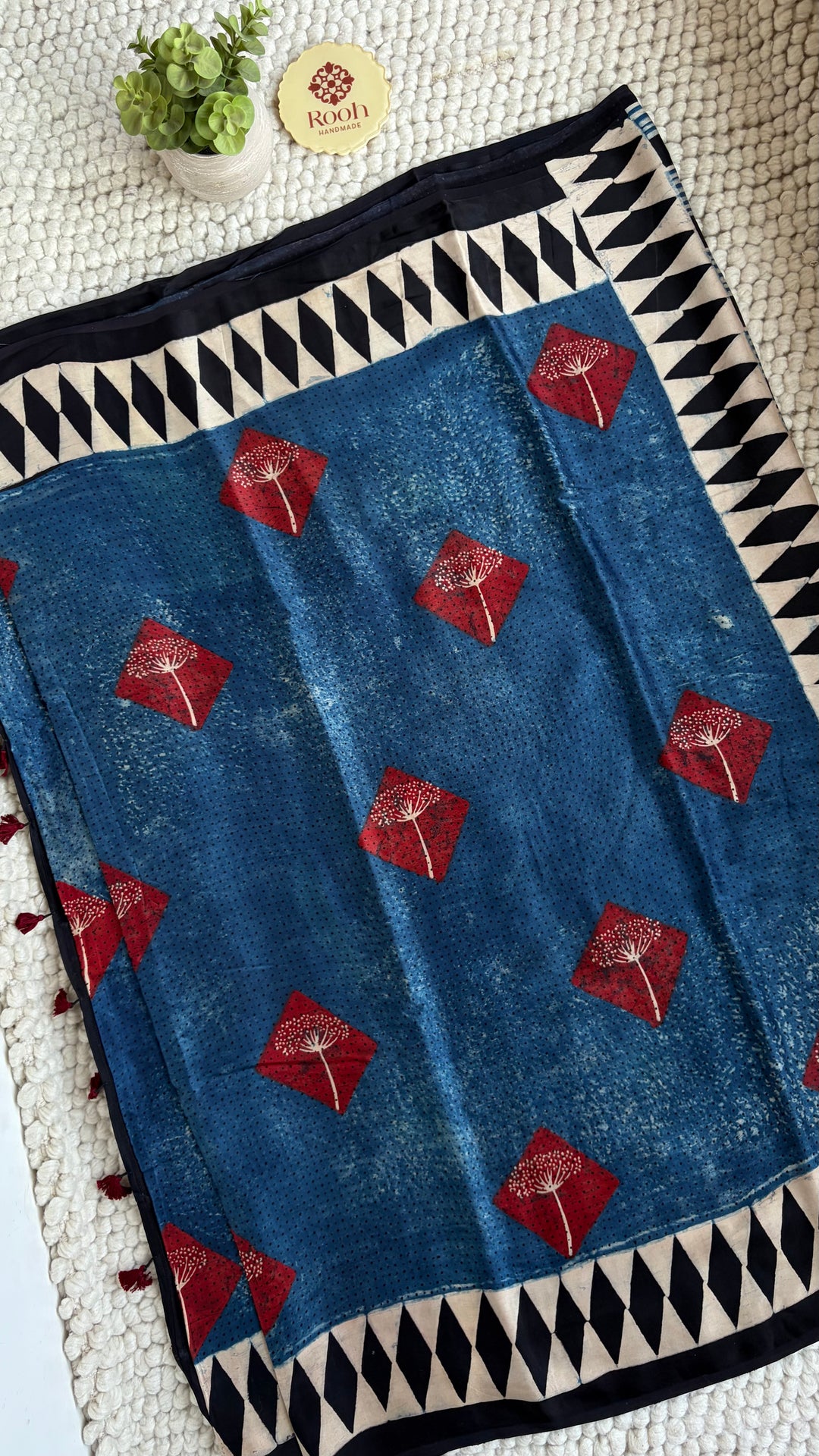 ROOH EXCLUSIVES- AJRAKH HAND BLOCK PRINTED PREMIUM MODAL SILK SAREE 06