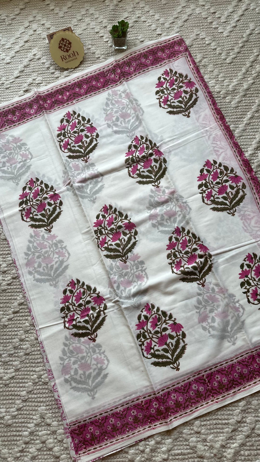 BAGRU HAND BLOCK PRINTED SOFT MULMUL COTTON SAREE- 101