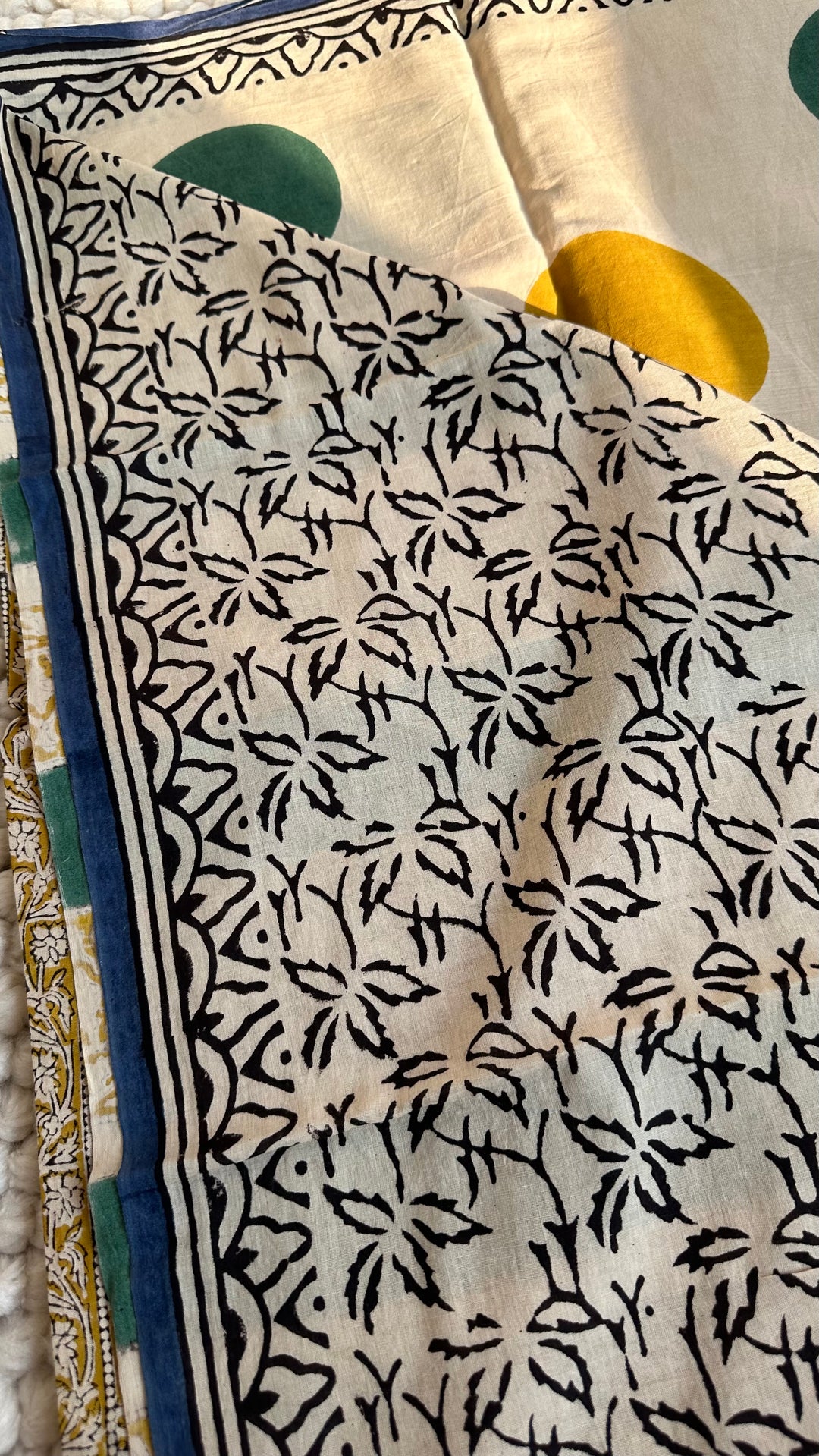 BAGRU HAND BLOCK PRINTED SOFT MULMUL COTTON SAREE- 118