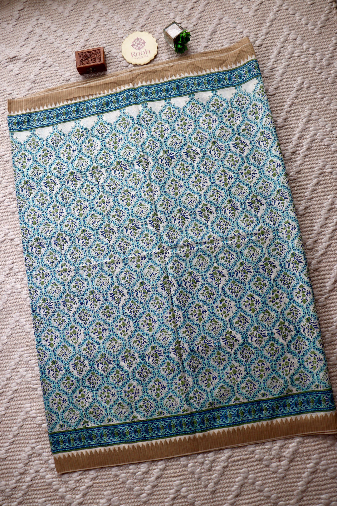 SANGANERI HAND BLOCK PRINTED SILK COTTON SAREE- 006