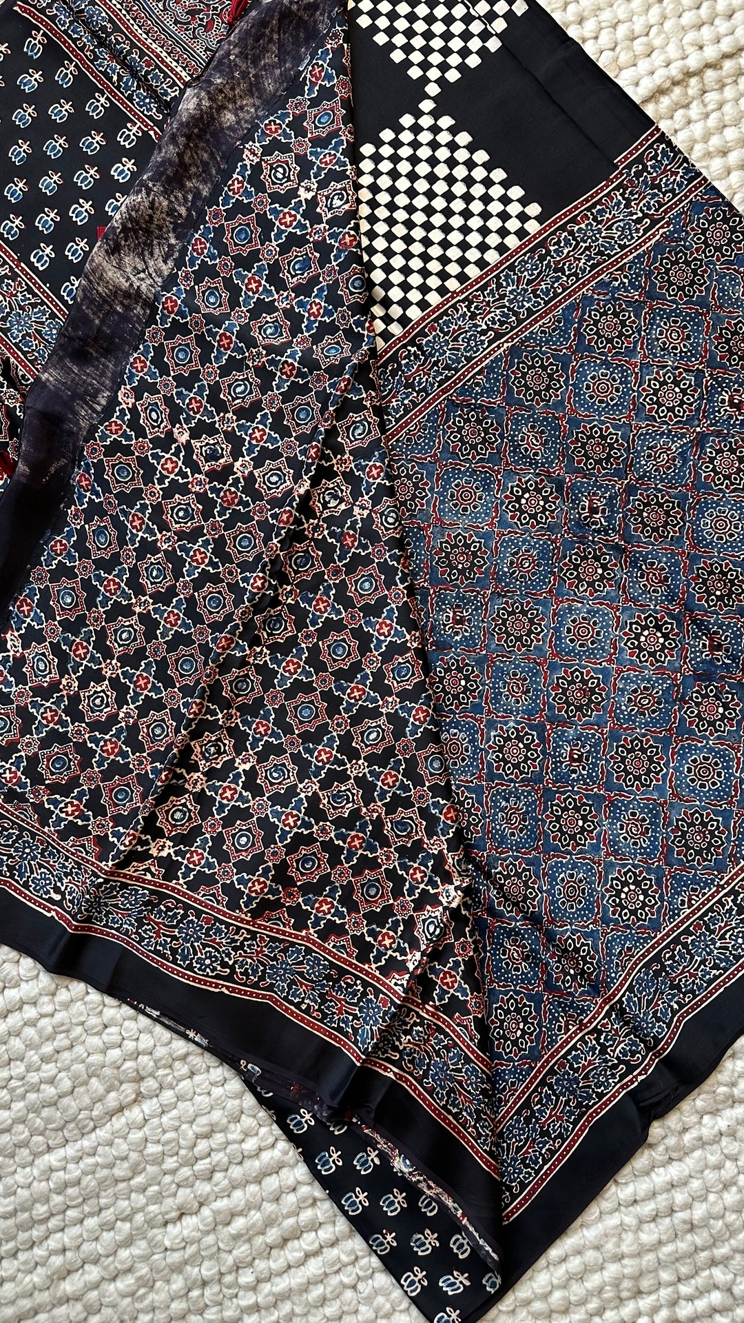 ROOH EXCLUSIVES- AJRAKH HAND BLOCK PRINTED PREMIUM MODAL SILK SAREE 15