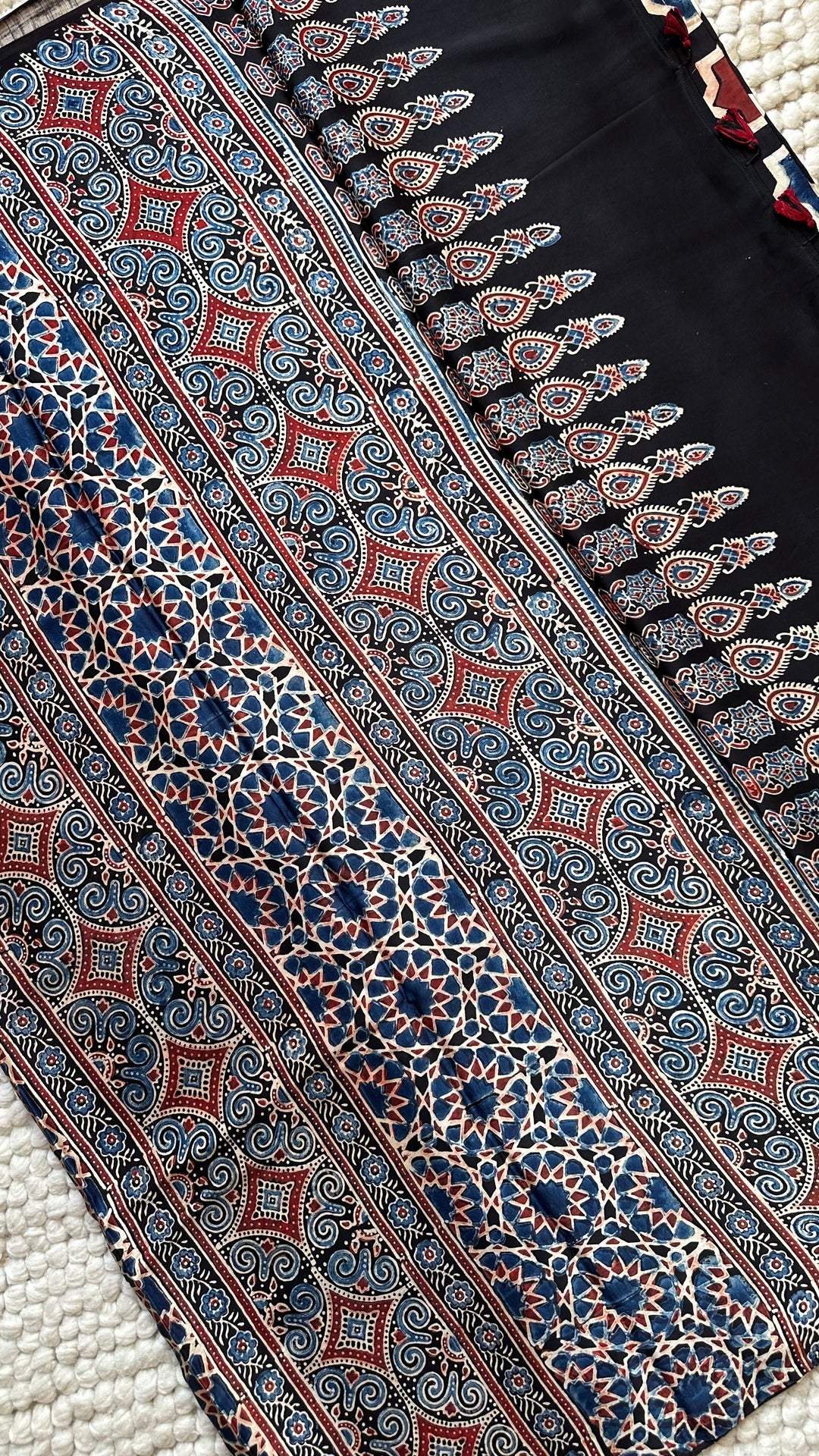 ROOH EXCLUSIVES- AJRAKH HAND BLOCK PRINTED PREMIUM MODAL SILK SAREE 18