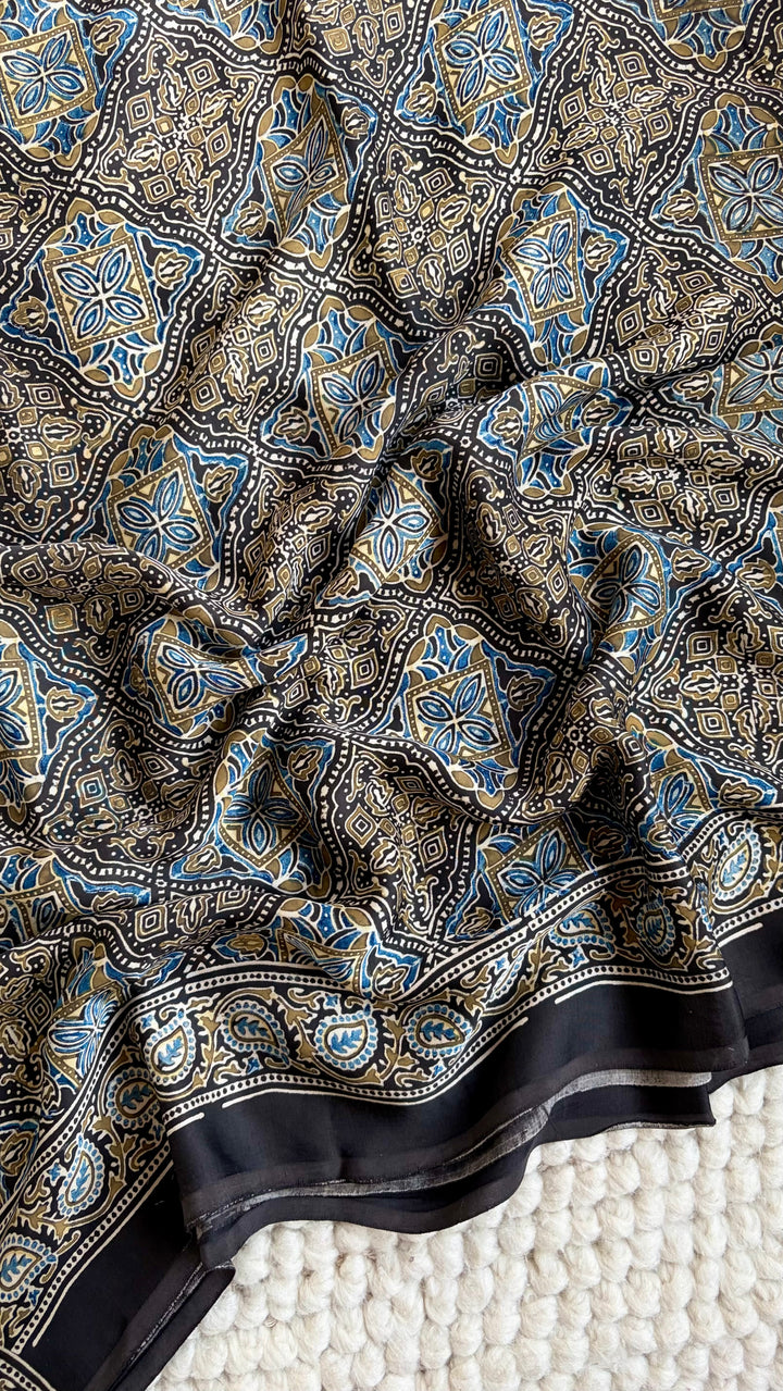 ROOH EXCLUSIVES- AJRAKH HAND BLOCK PRINTED PREMIUM MODAL SILK SAREE 02