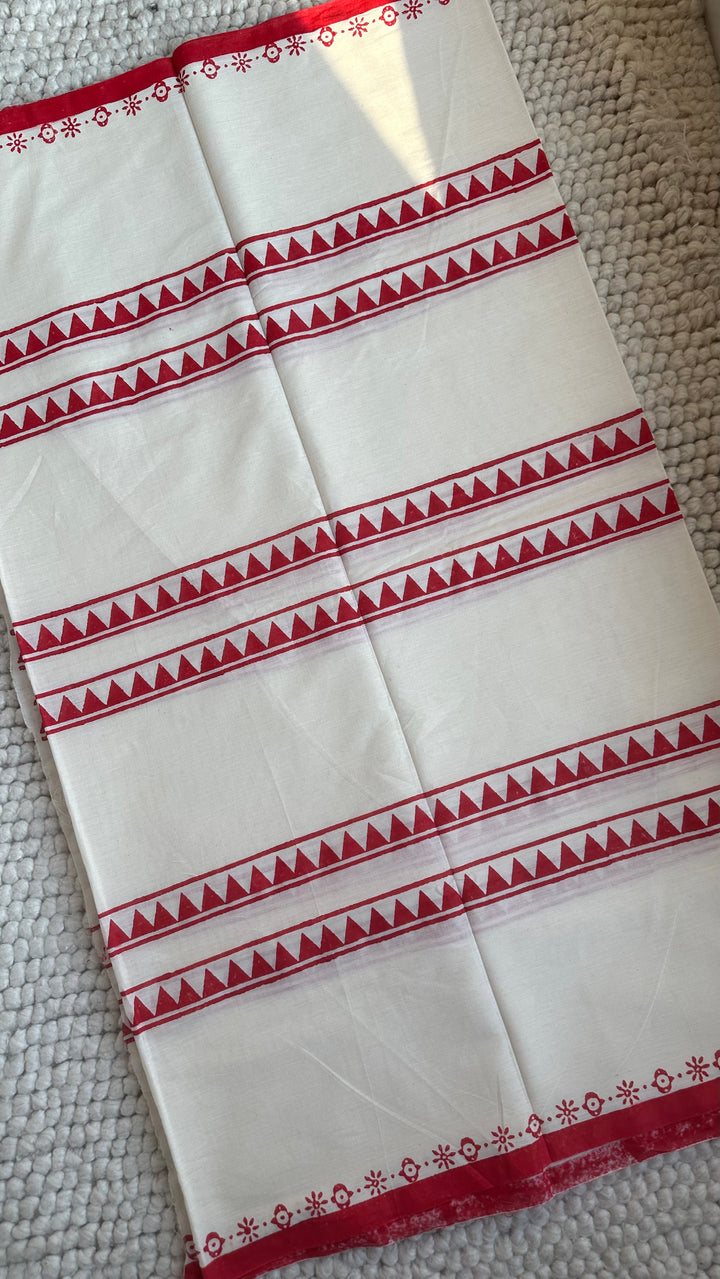 CHARULATA - HANDBLOCK PRINTED ON HANDWOVEN BENGAL COTTON SAREE
