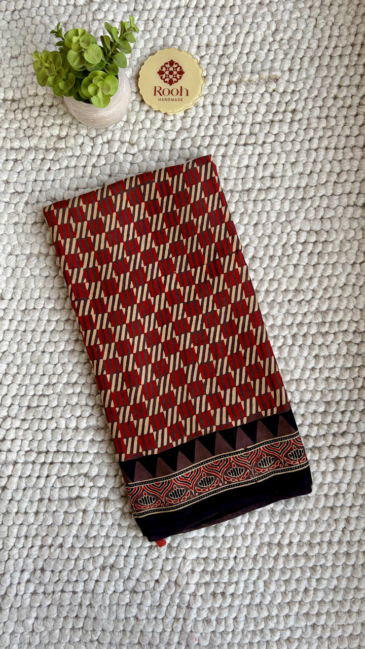 ROOH EXCLUSIVES- AJRAKH HAND BLOCK PRINTED PREMIUM MODAL SILK SAREE 03