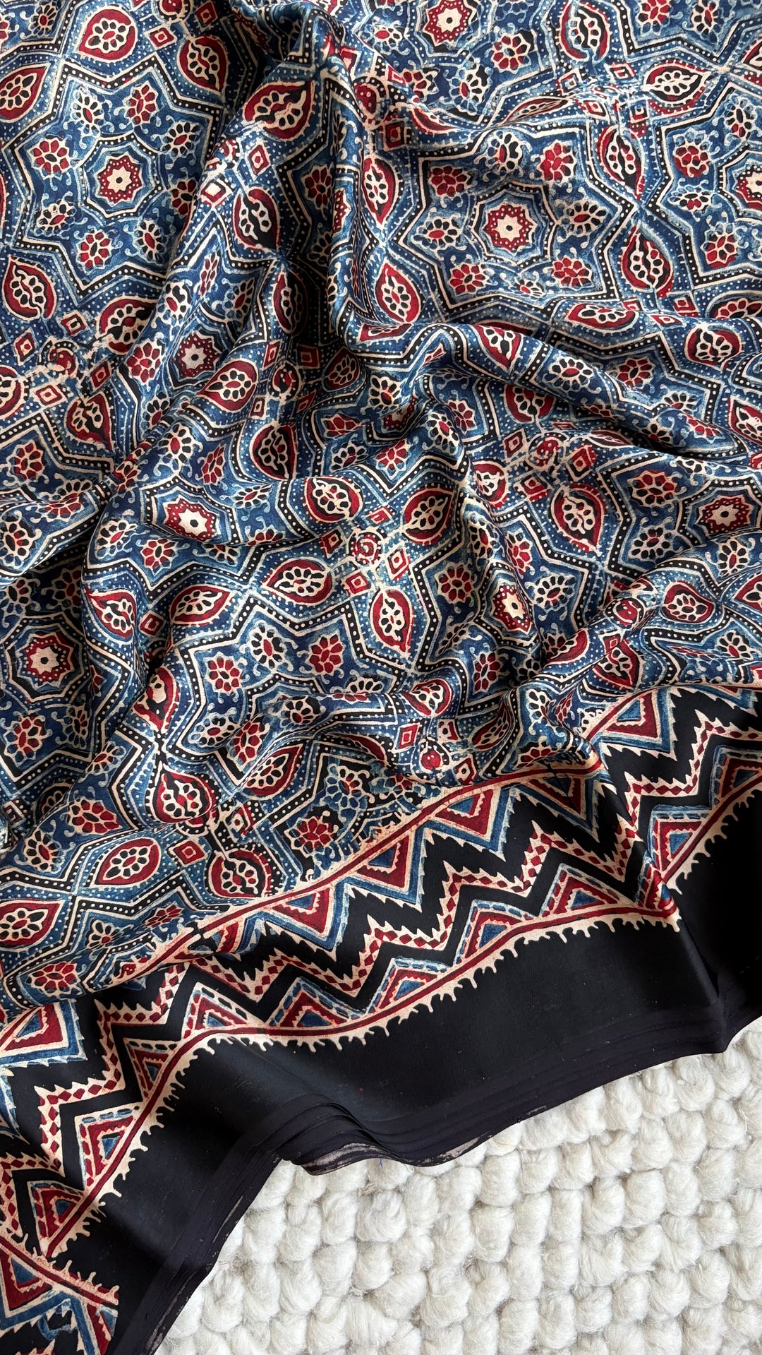 ROOH EXCLUSIVES- AJRAKH HAND BLOCK PRINTED PREMIUM MODAL SILK SAREE 09