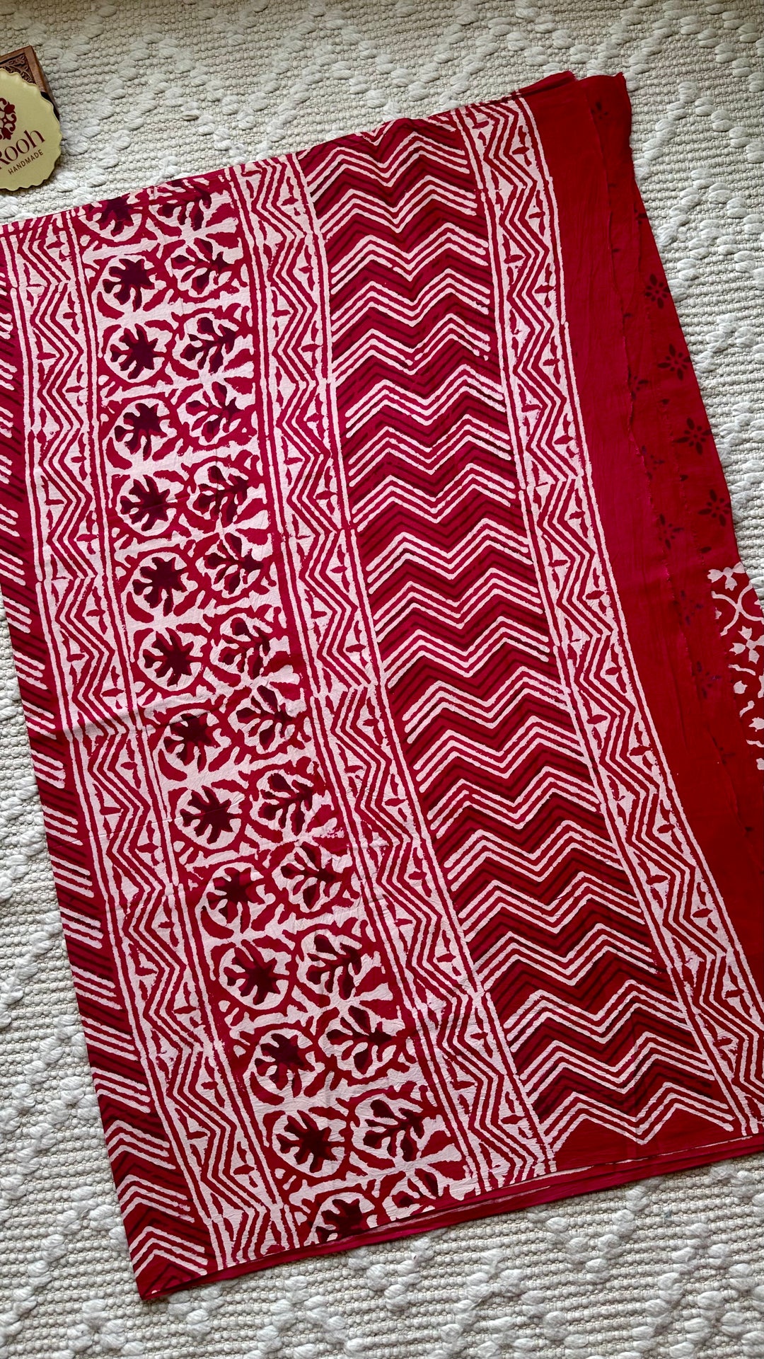 BAGRU HAND BLOCK PRINTED SOFT MULMUL COTTON SAREE- 096