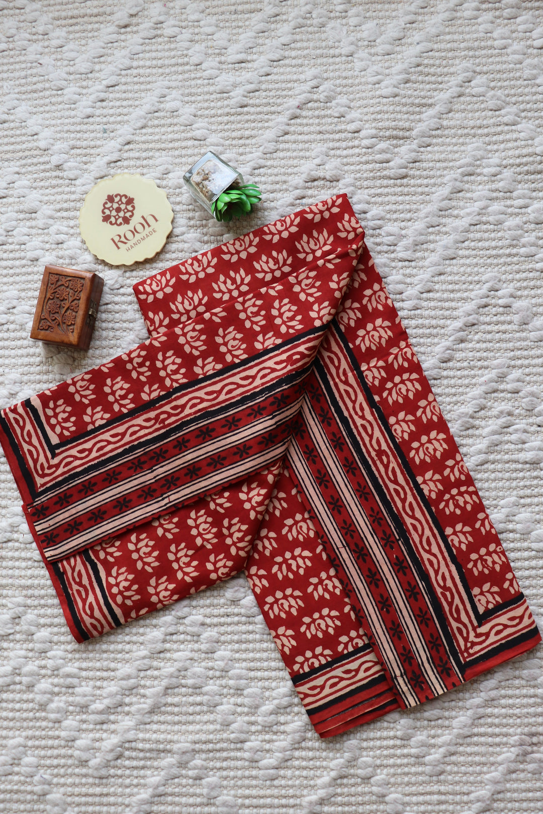 BAGRU HAND BLOCK PRINTED SOFT MULMUL COTTON SAREE- 087