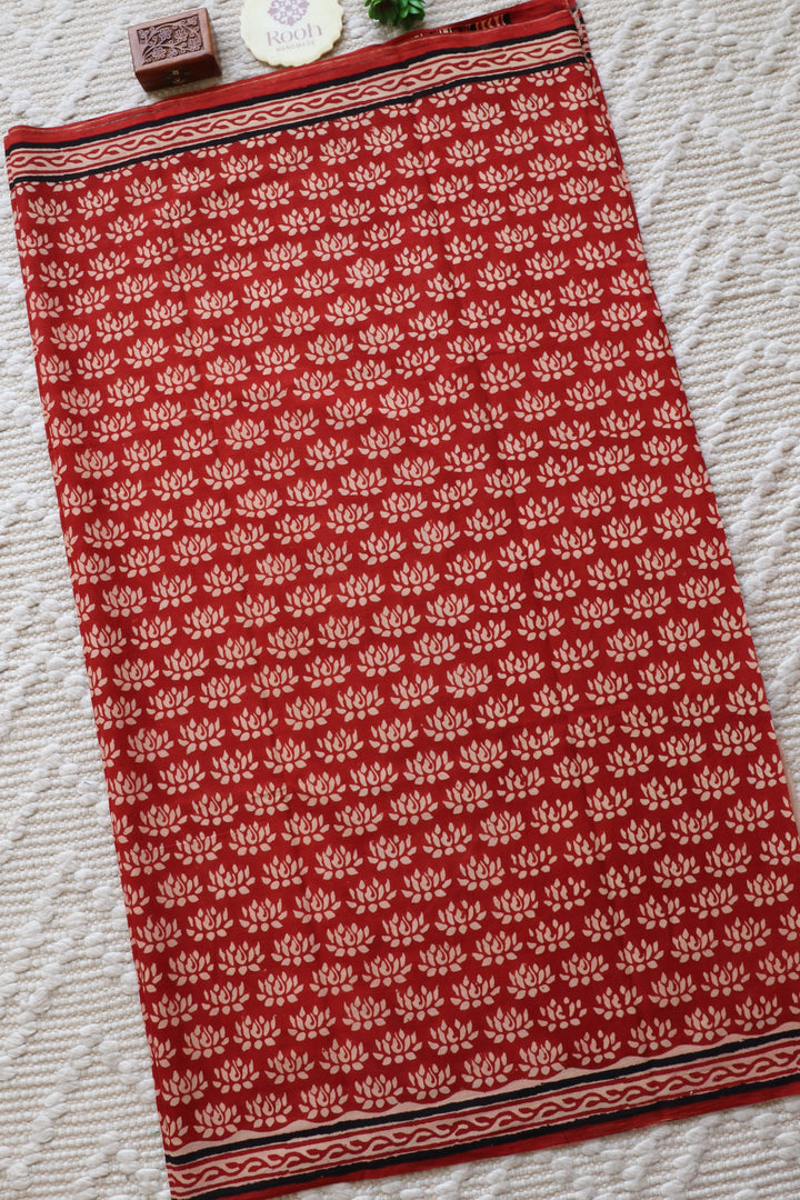 BAGRU HAND BLOCK PRINTED SOFT MULMUL COTTON SAREE- 087
