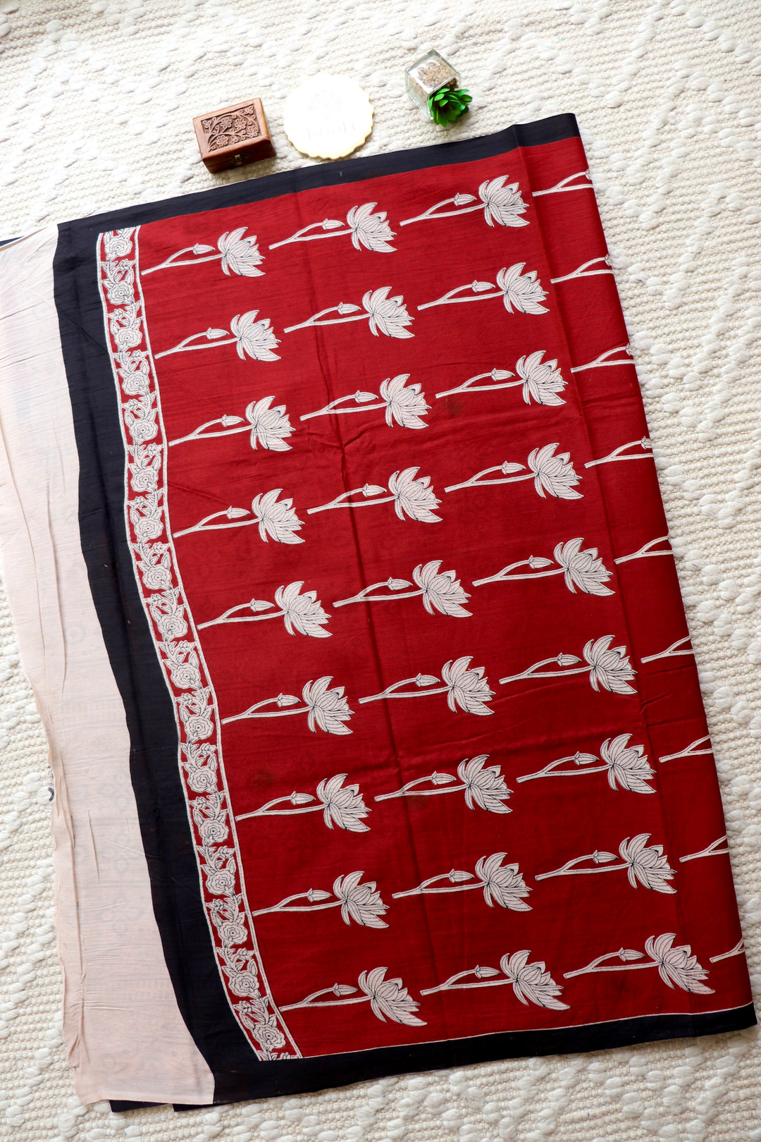BAGRU HAND BLOCK PRINTED SOFT MULMUL COTTON SAREE- 077 (DISPATCH TIME IS 3 TO 5 DAYS)