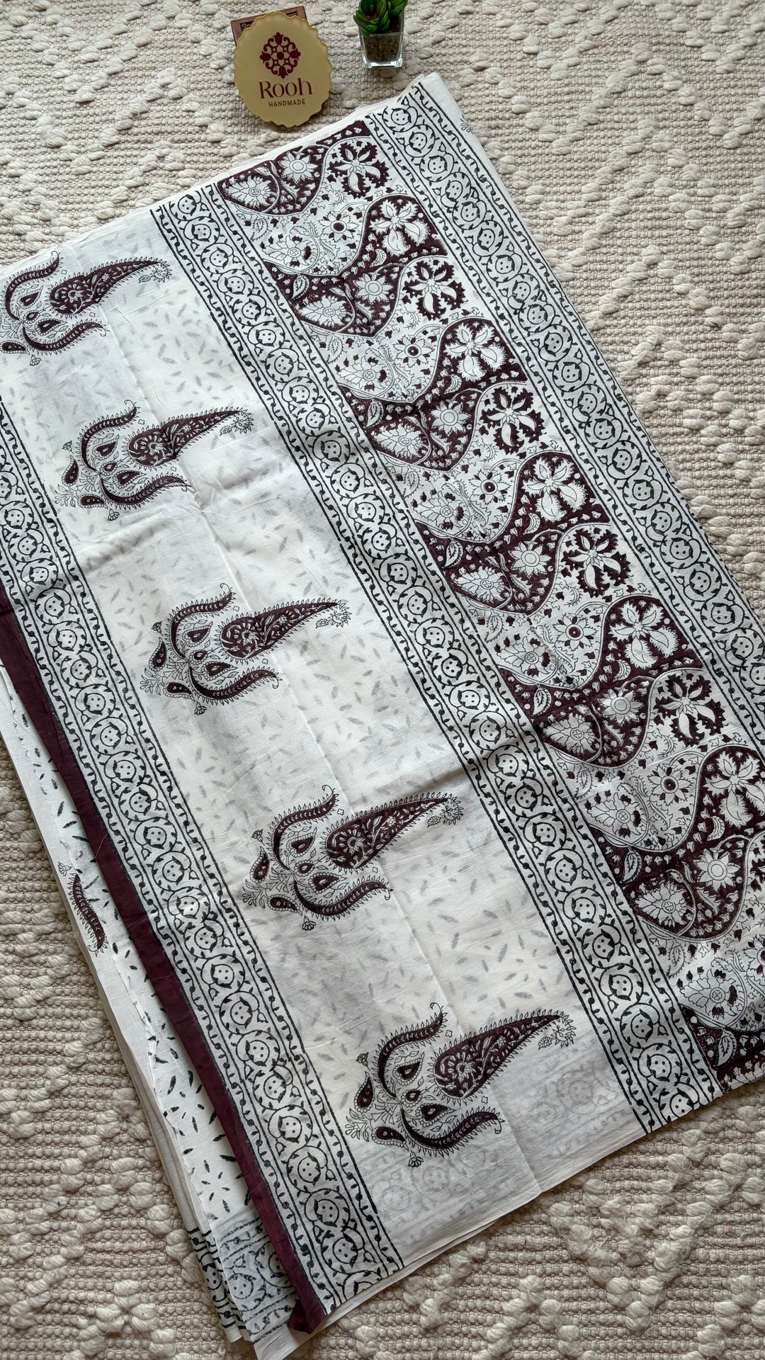 BAGRU HAND BLOCK PRINTED SOFT MULMUL COTTON SAREE- 103