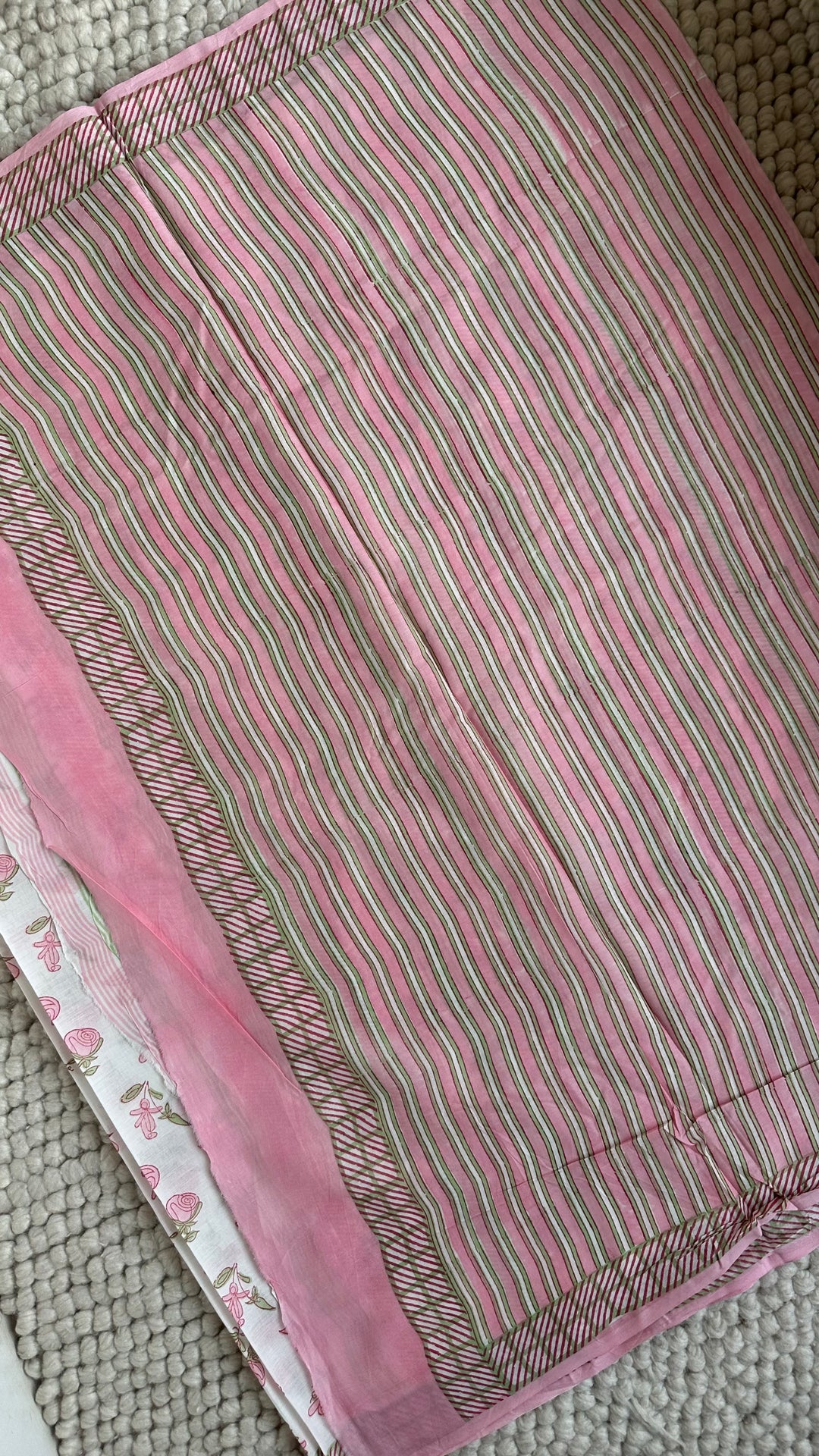 SANGANERI HAND BLOCK PRINTED SOFT COTTON SAREE- ENGLISH GARDEN