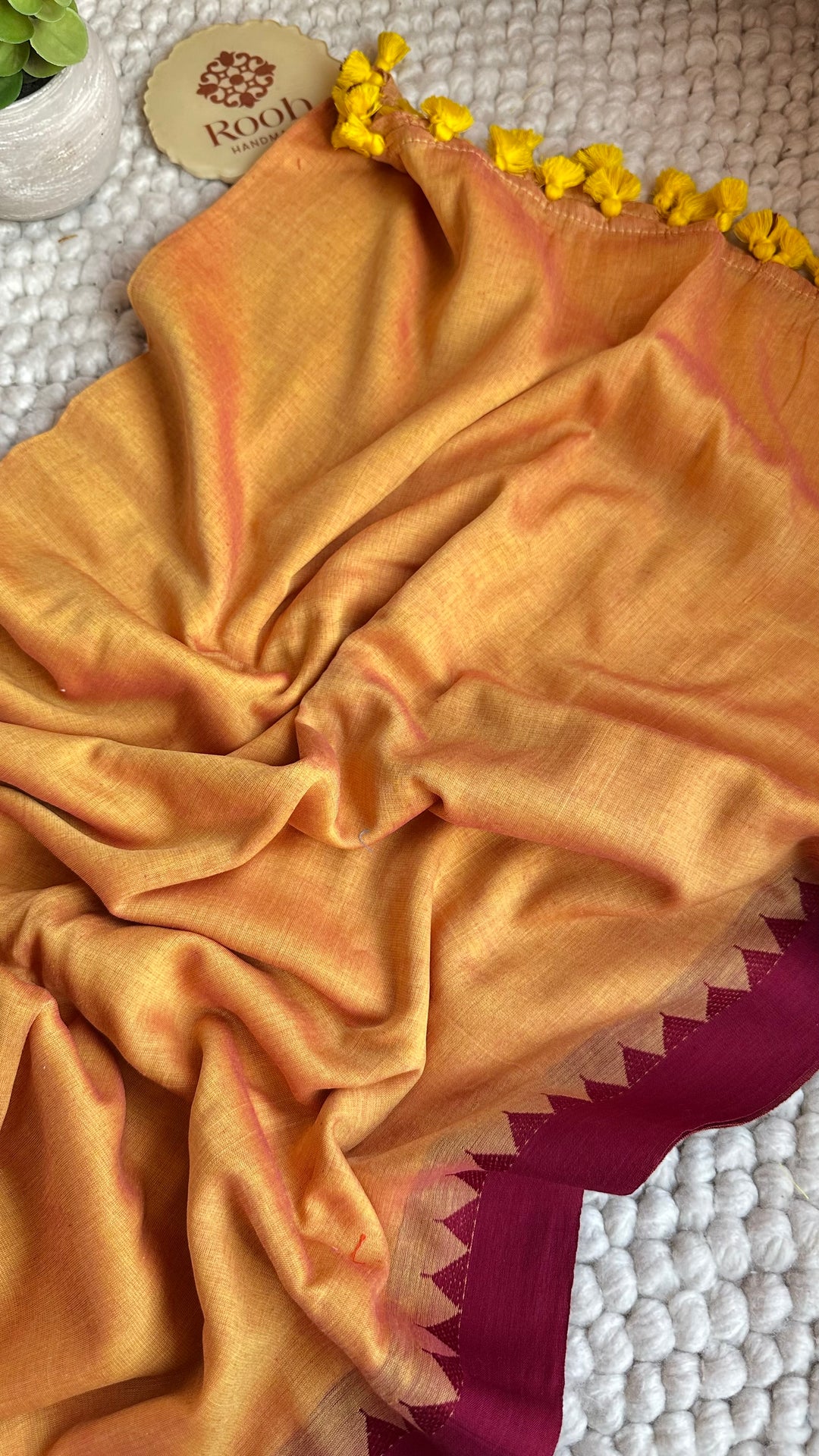 SUNFLOWER YELLOW PURE SUPER SOFT MULMUL COTTON SAREE - 020