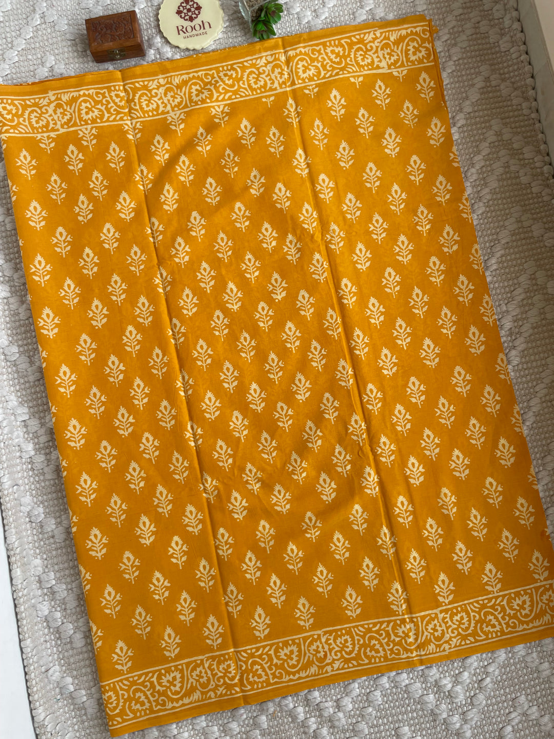 BAGRU HAND BLOCK PRINTED SOFT MULMUL COTTON SAREE- 047
