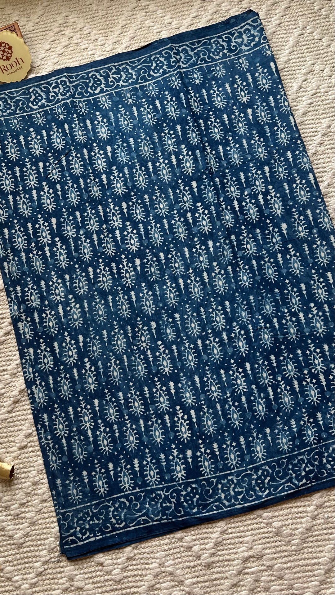 BAGRU HAND BLOCK PRINTED SOFT MULMUL COTTON SAREE- 099