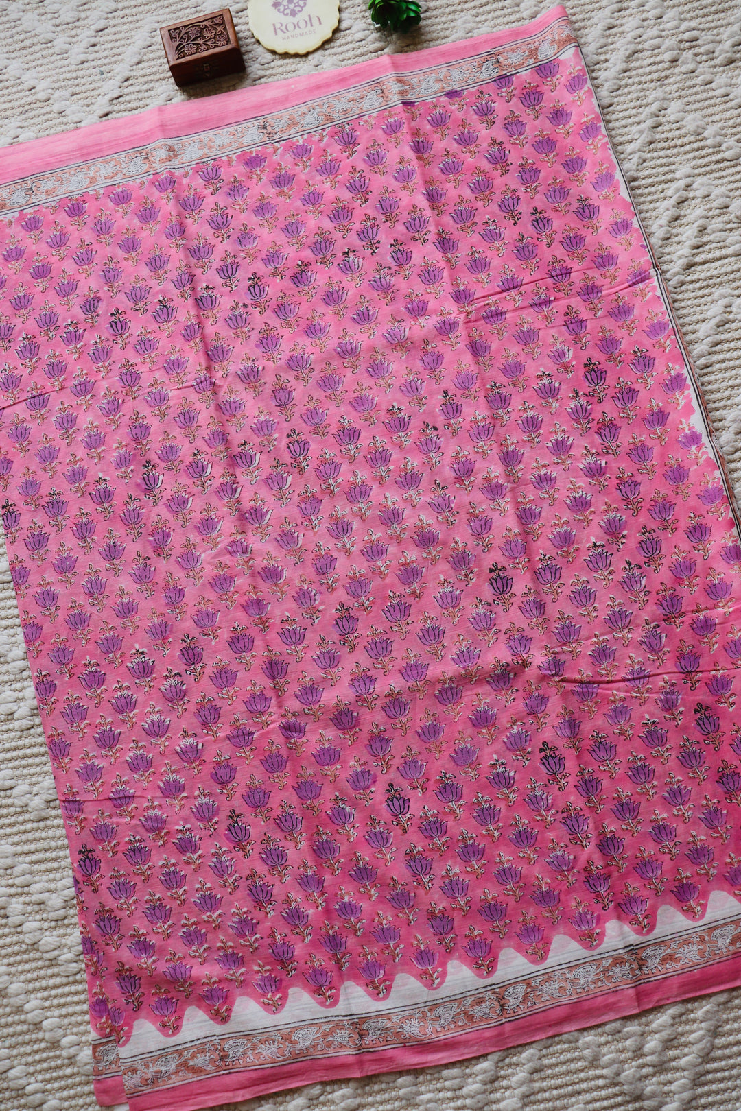 BAGRU HAND BLOCK PRINTED SOFT MULMUL COTTON SAREE- 088