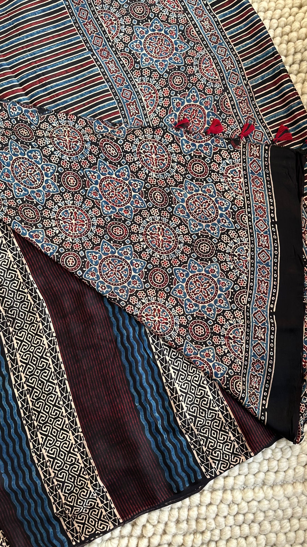 ABSTRACT DREAMS - AJRAKH HAND BLOCK PRINTED PREMIUM MODAL SILK SAREE