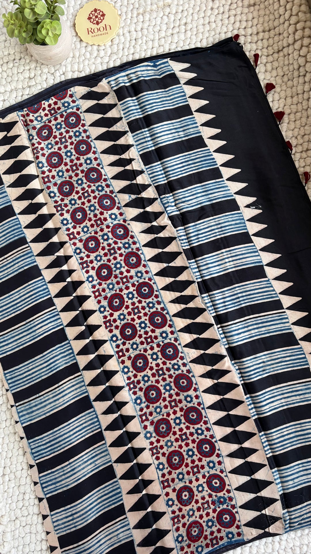 ROOH EXCLUSIVES- AJRAKH HAND BLOCK PRINTED PREMIUM MODAL SILK SAREE 06