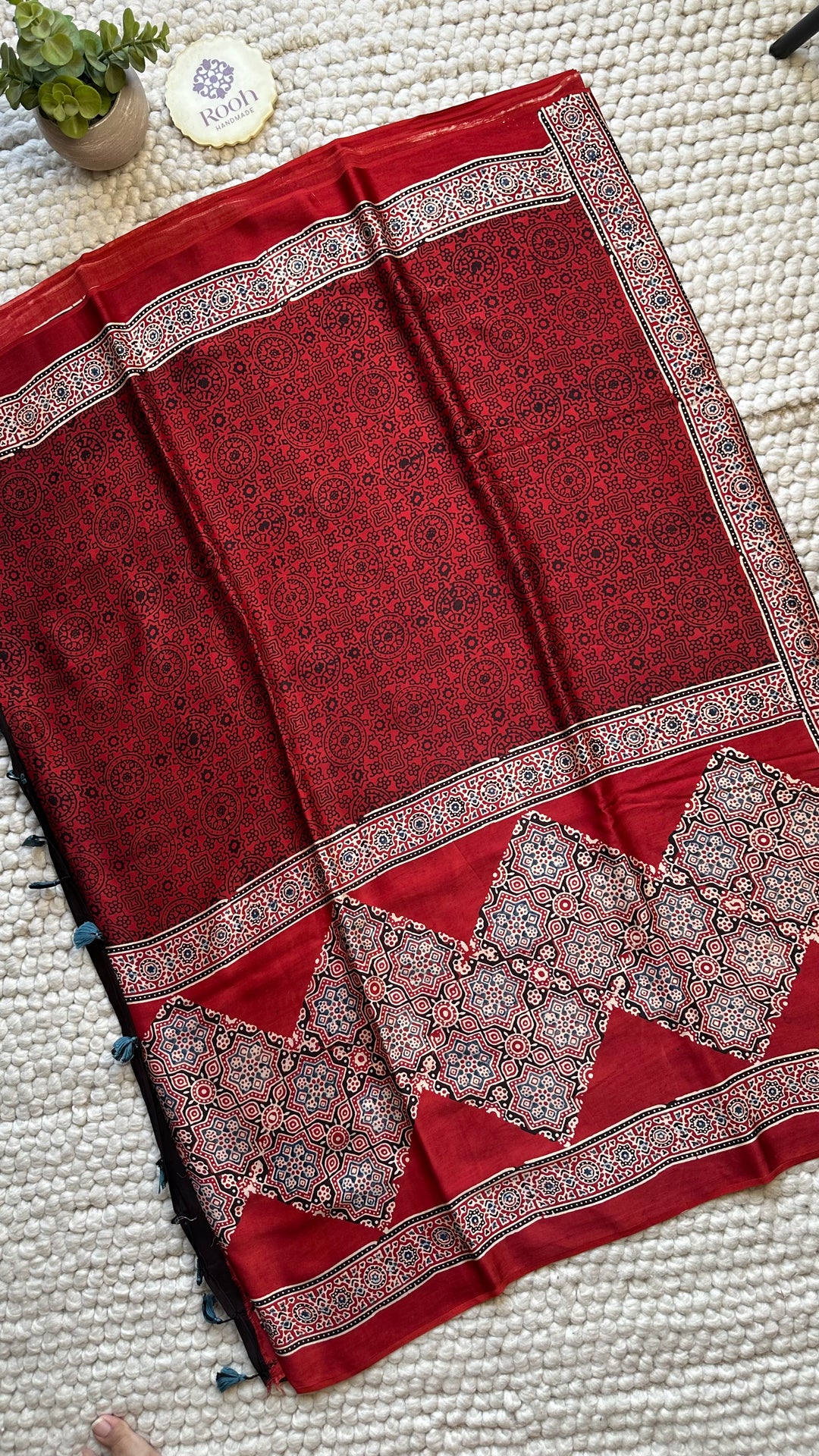 ROOH EXCLUSIVES- AJRAKH HAND BLOCK PRINTED PREMIUM MODAL SILK SAREE 22