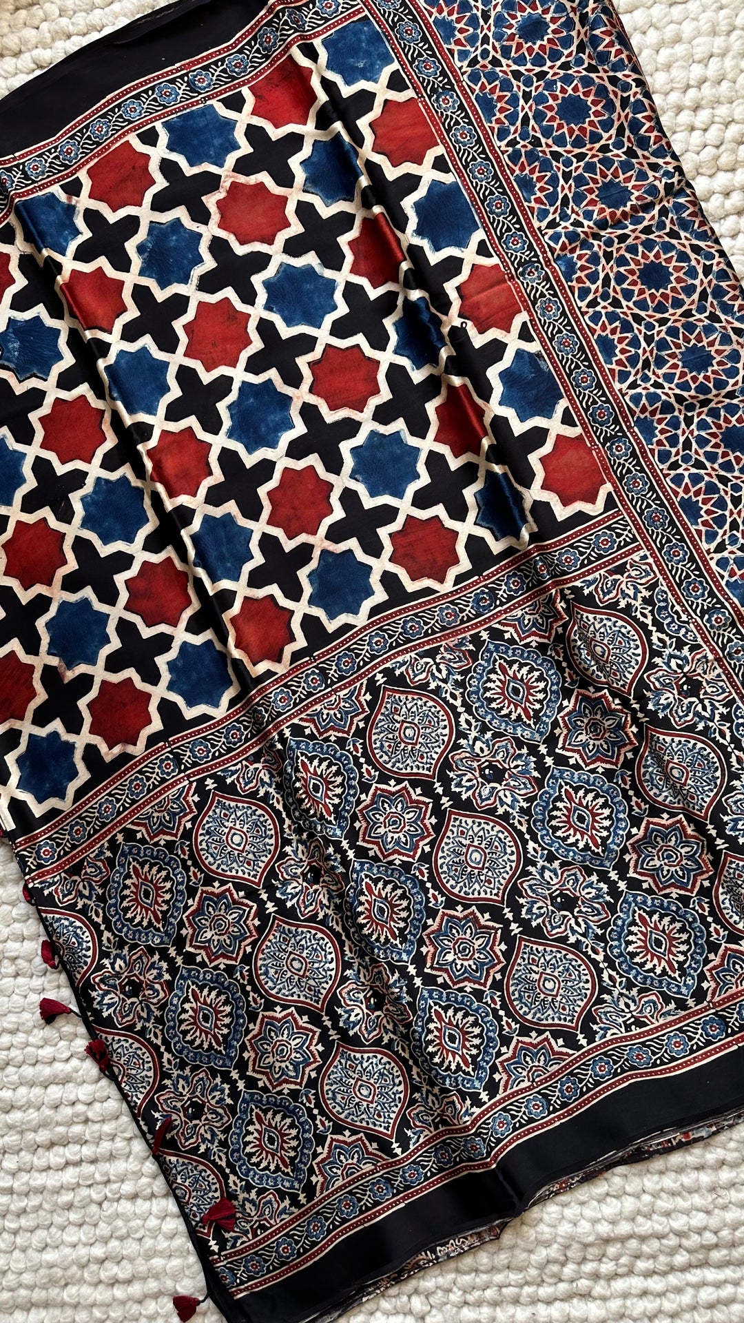 ROOH EXCLUSIVES- AJRAKH HAND BLOCK PRINTED PREMIUM MODAL SILK SAREE 18