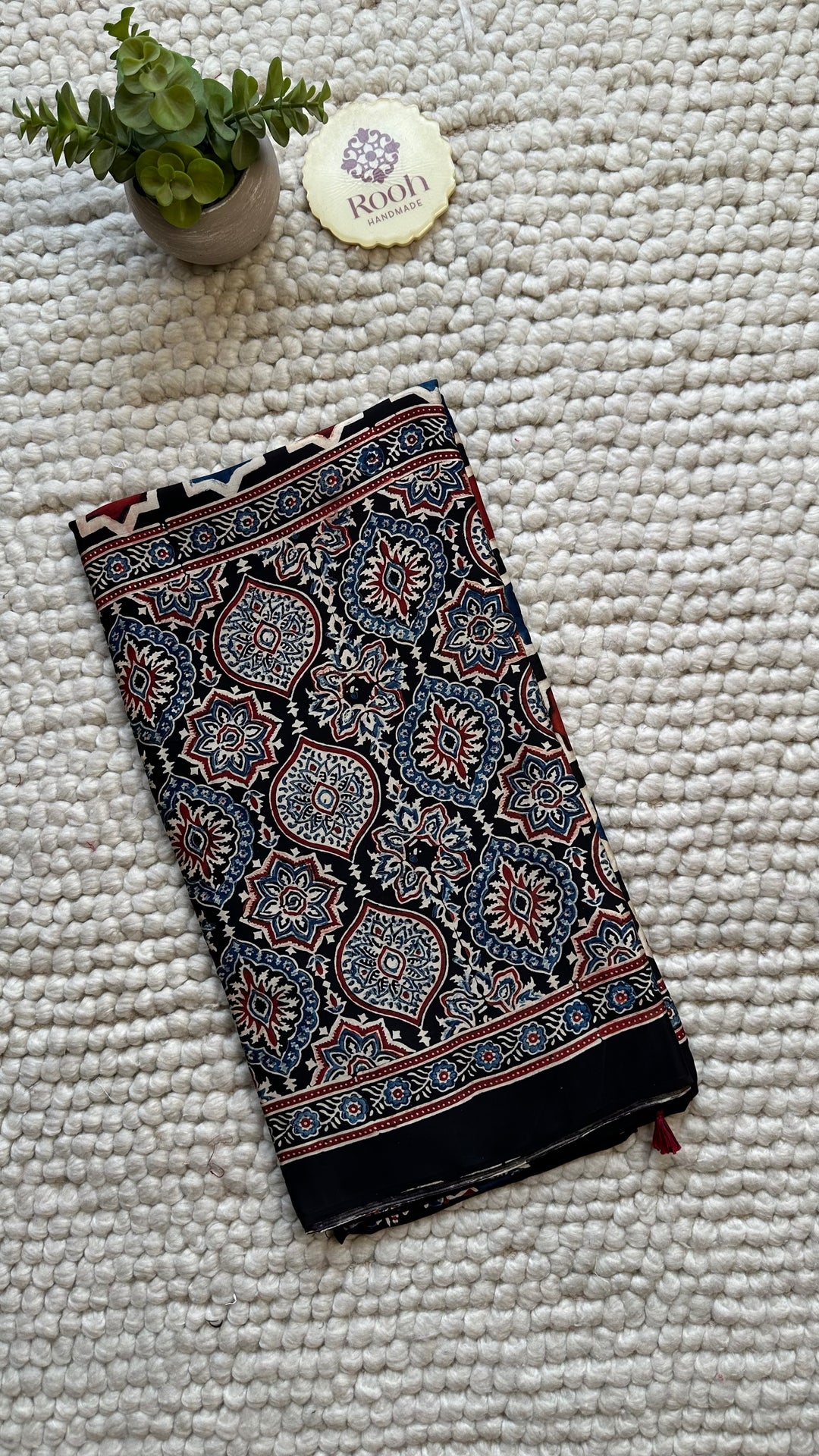 ROOH EXCLUSIVES- AJRAKH HAND BLOCK PRINTED PREMIUM MODAL SILK SAREE 18