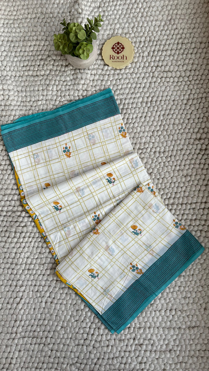 SANGANERI HAND BLOCK PRINTED SOFT COTTON SAREE- 022