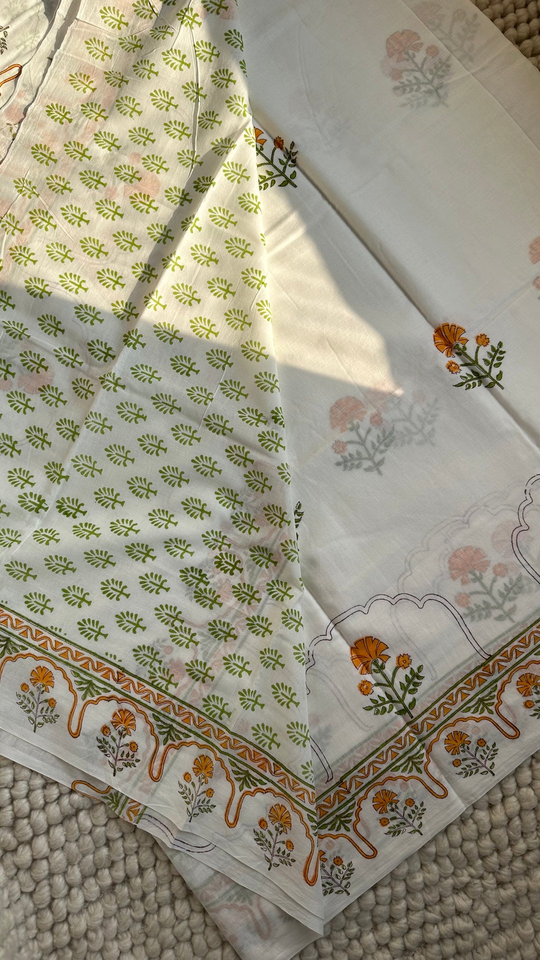 BAGRU HAND BLOCK PRINTED SOFT MULMUL COTTON SAREE- 115 (DISPATCH TIME - 7-10 DAYS)