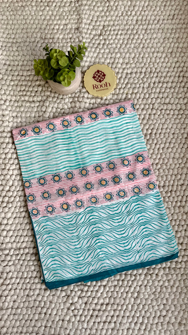 SANGANERI HAND BLOCK PRINTED SOFT COTTON SAREE- 028