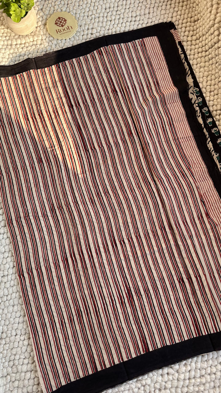 BAGRU HAND BLOCK PRINTED SOFT MULMUL COTTON SAREE- 138