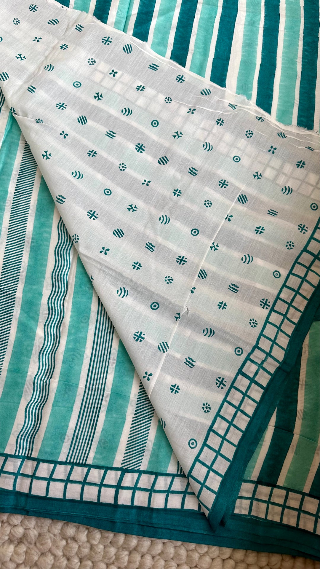 SANGANERI HAND BLOCK PRINTED SOFT COTTON SAREE- 024