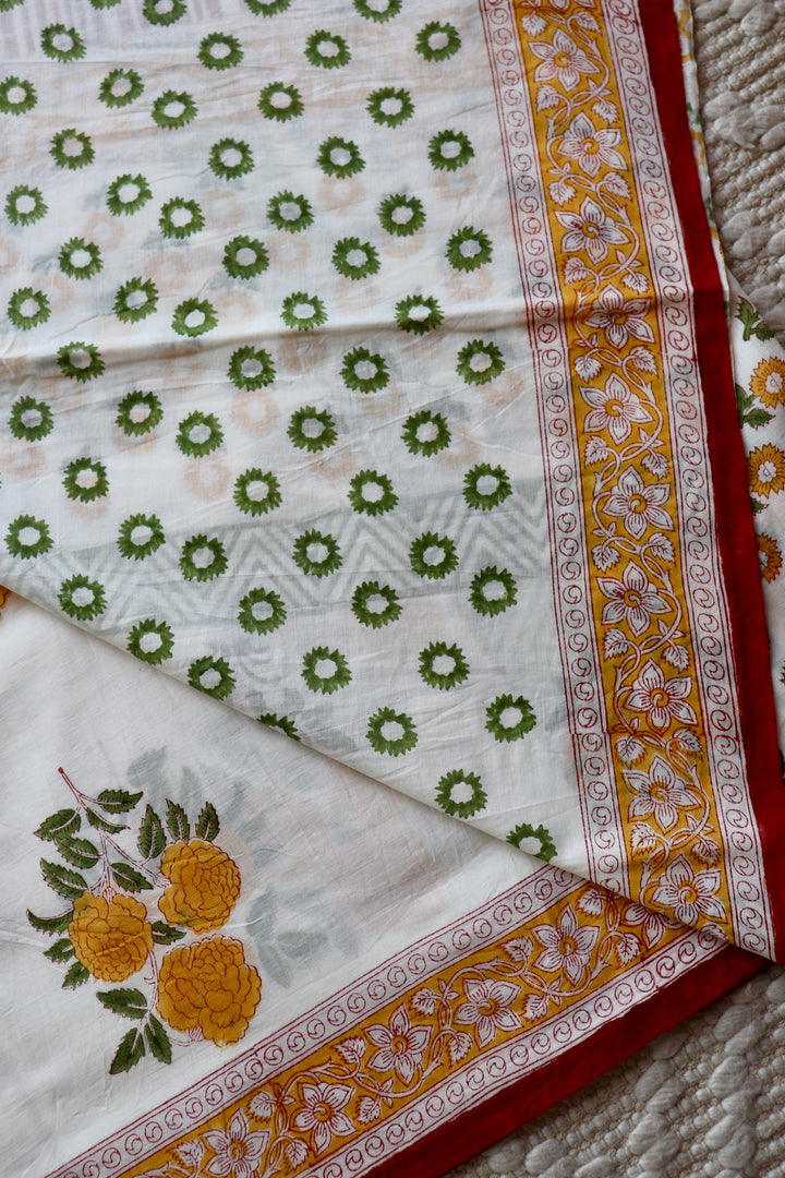 BAGRU HAND BLOCK PRINTED SOFT MULMUL COTTON SAREE- 090