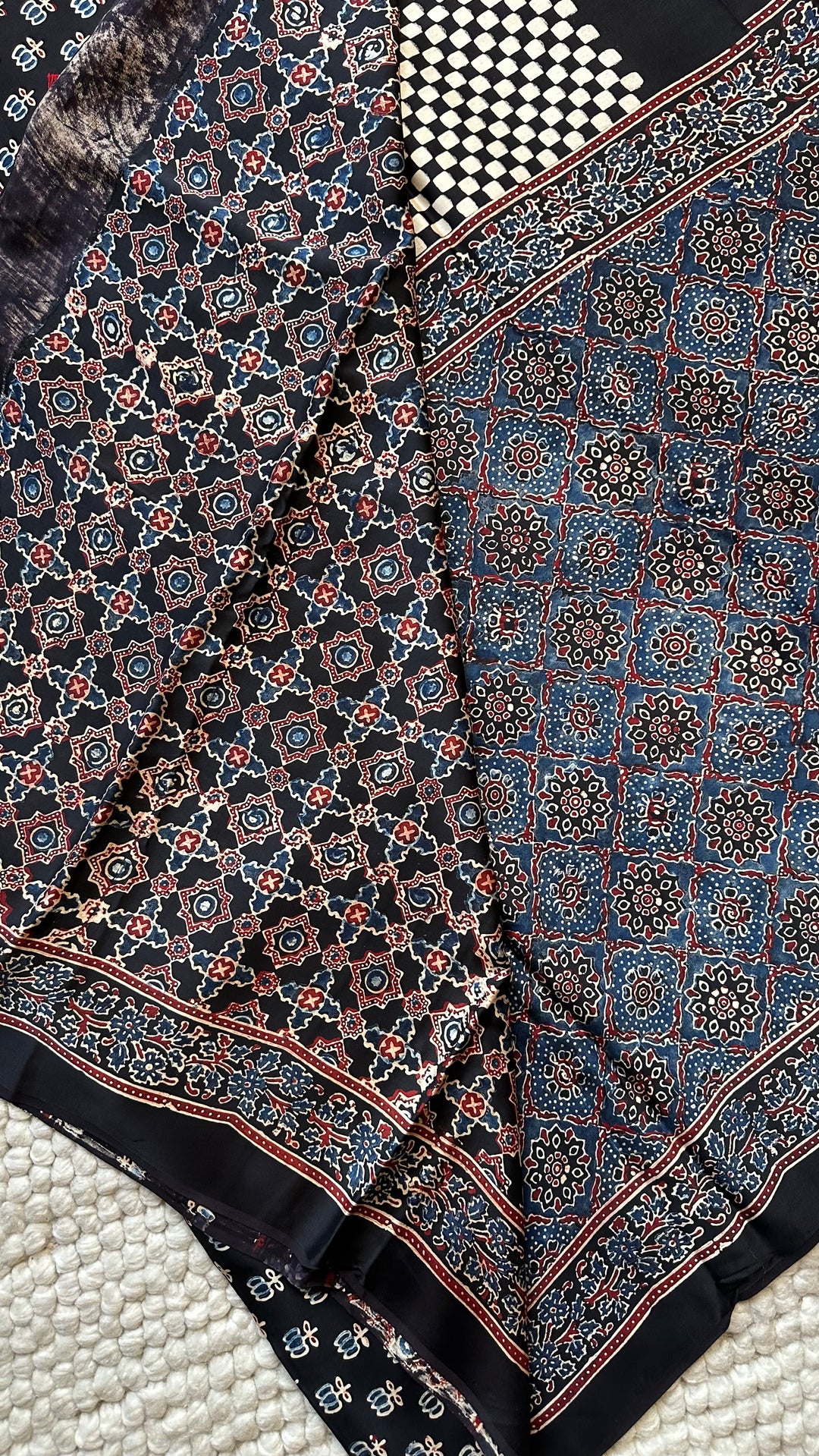 ROOH EXCLUSIVES- AJRAKH HAND BLOCK PRINTED PREMIUM MODAL SILK SAREE 15