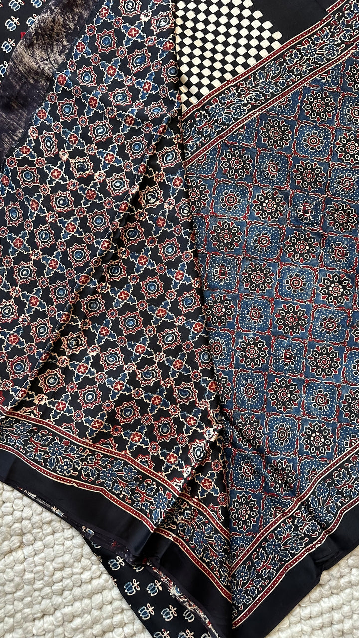 ROOH EXCLUSIVES- AJRAKH HAND BLOCK PRINTED PREMIUM MODAL SILK SAREE 15