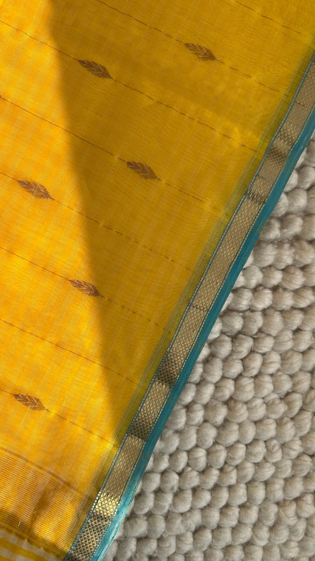 SUNSHINE YELLOW CHECKS - PREMIUM HANDWOVEN MAHESHWARI SILK BY COTTON SAREE (DISPATCH TIME IS 15-20 DAYS)