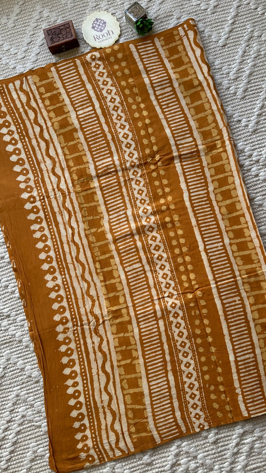 BAGRU HAND BLOCK PRINTED SOFT MULMUL COTTON SAREE- 073