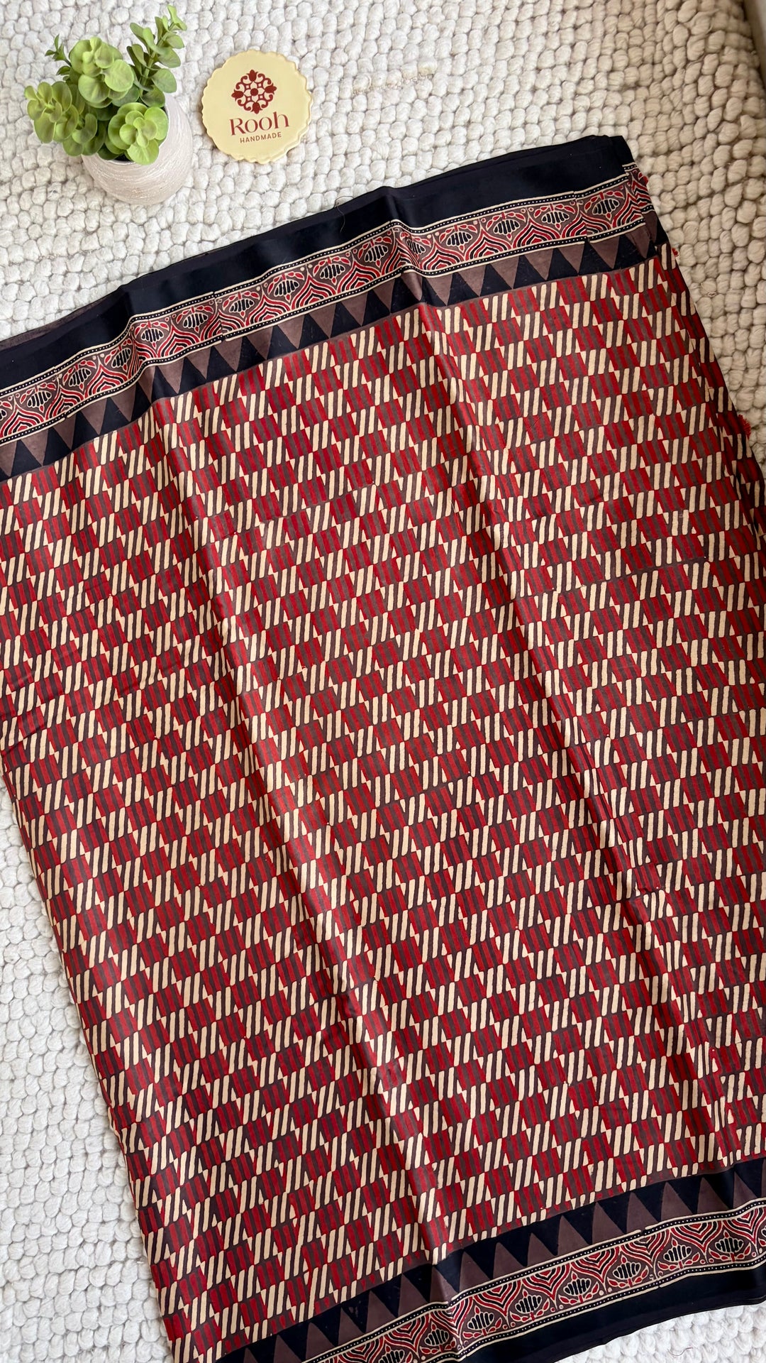 ROOH EXCLUSIVES- AJRAKH HAND BLOCK PRINTED PREMIUM MODAL SILK SAREE 03
