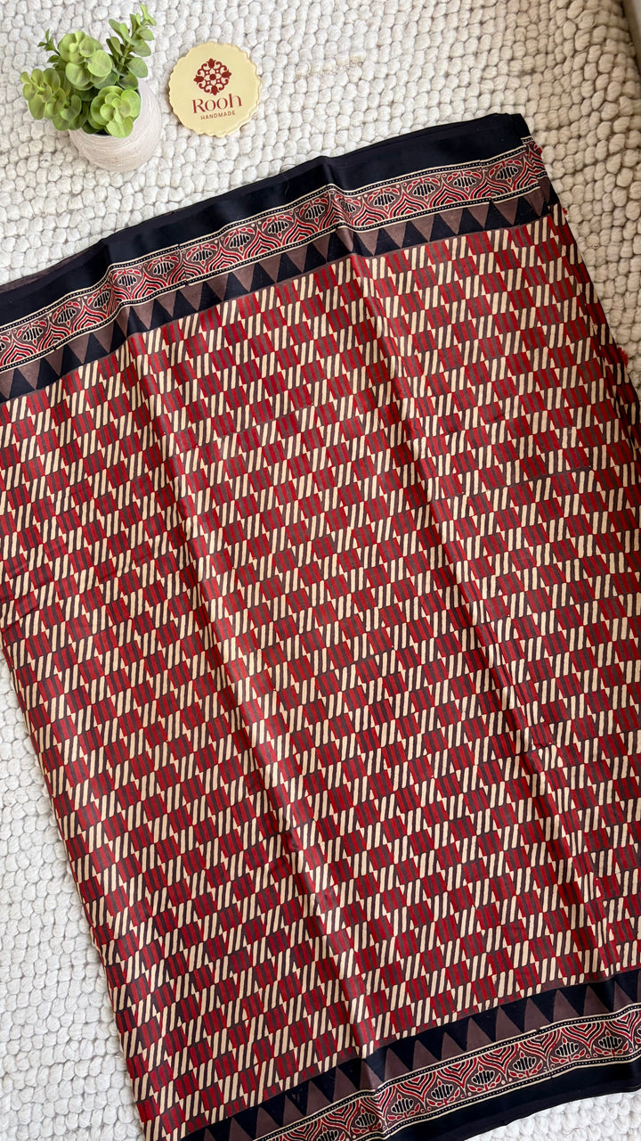 ROOH EXCLUSIVES- AJRAKH HAND BLOCK PRINTED PREMIUM MODAL SILK SAREE 03