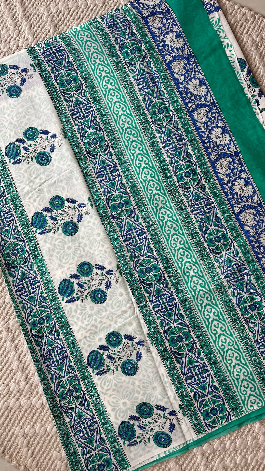 BAGRU HAND BLOCK PRINTED SOFT MULMUL COTTON SAREE- 065