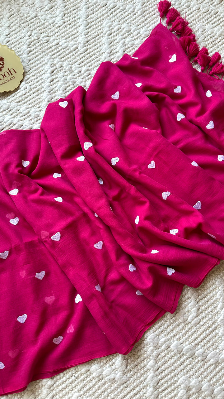 DIL - HOT PINK SUPER SOFT MUL COTTON SAREE (DISPATCH TIME - 7 TO 10 DAYS)