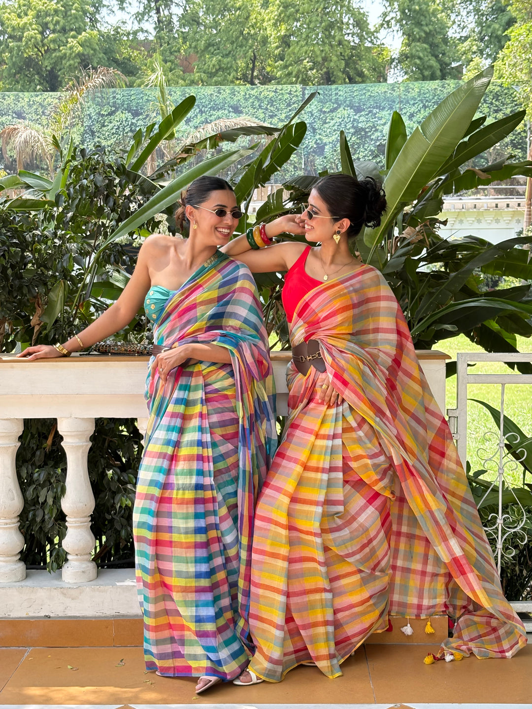 HANDWOVEN MULTICOLOUR CHECKERED MULMUL COTTON SAREE - 05 (DISPATCH TIME - 7 TO 10 DAYS)